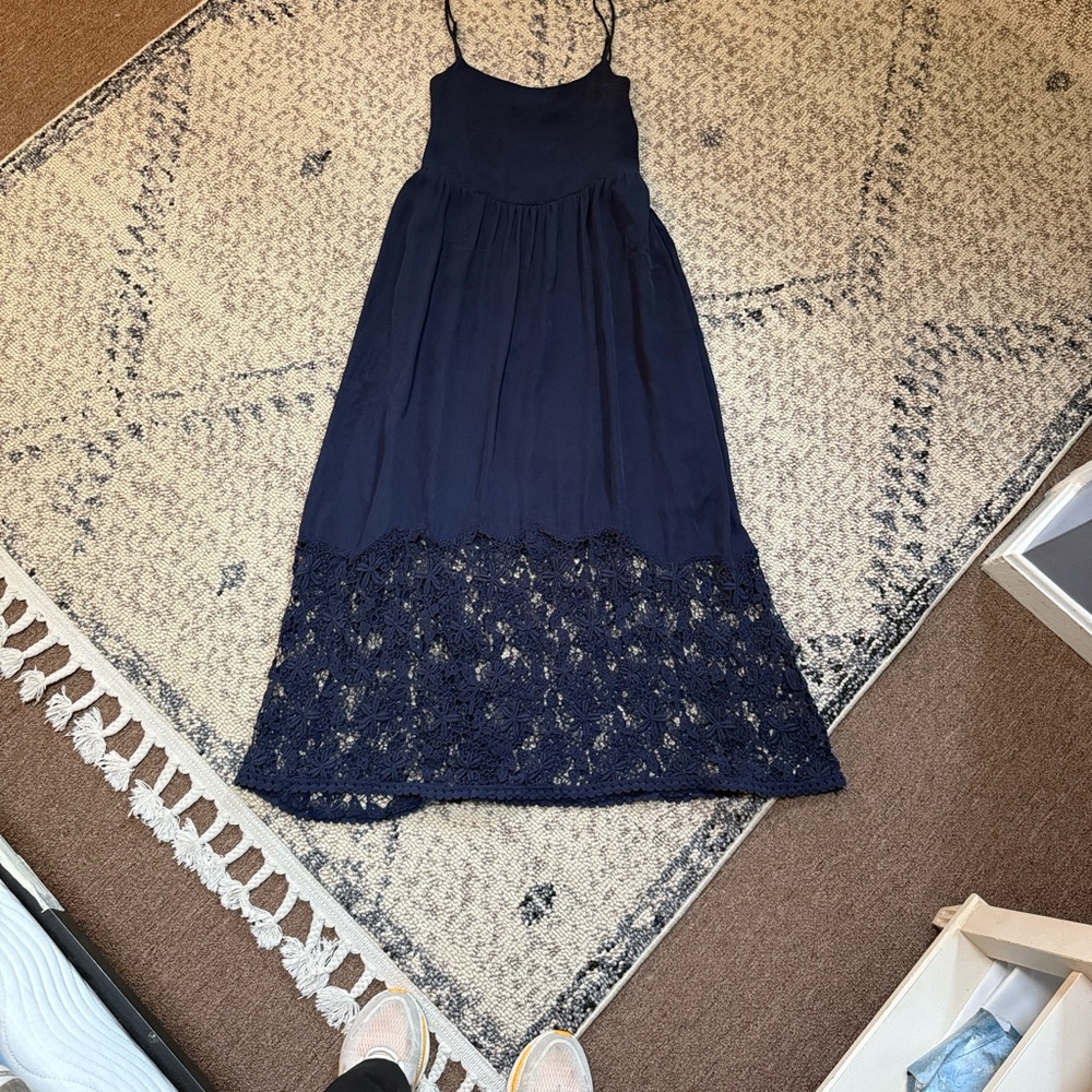 Banana Republic Navy Blue Dress with beautiful knit hem.